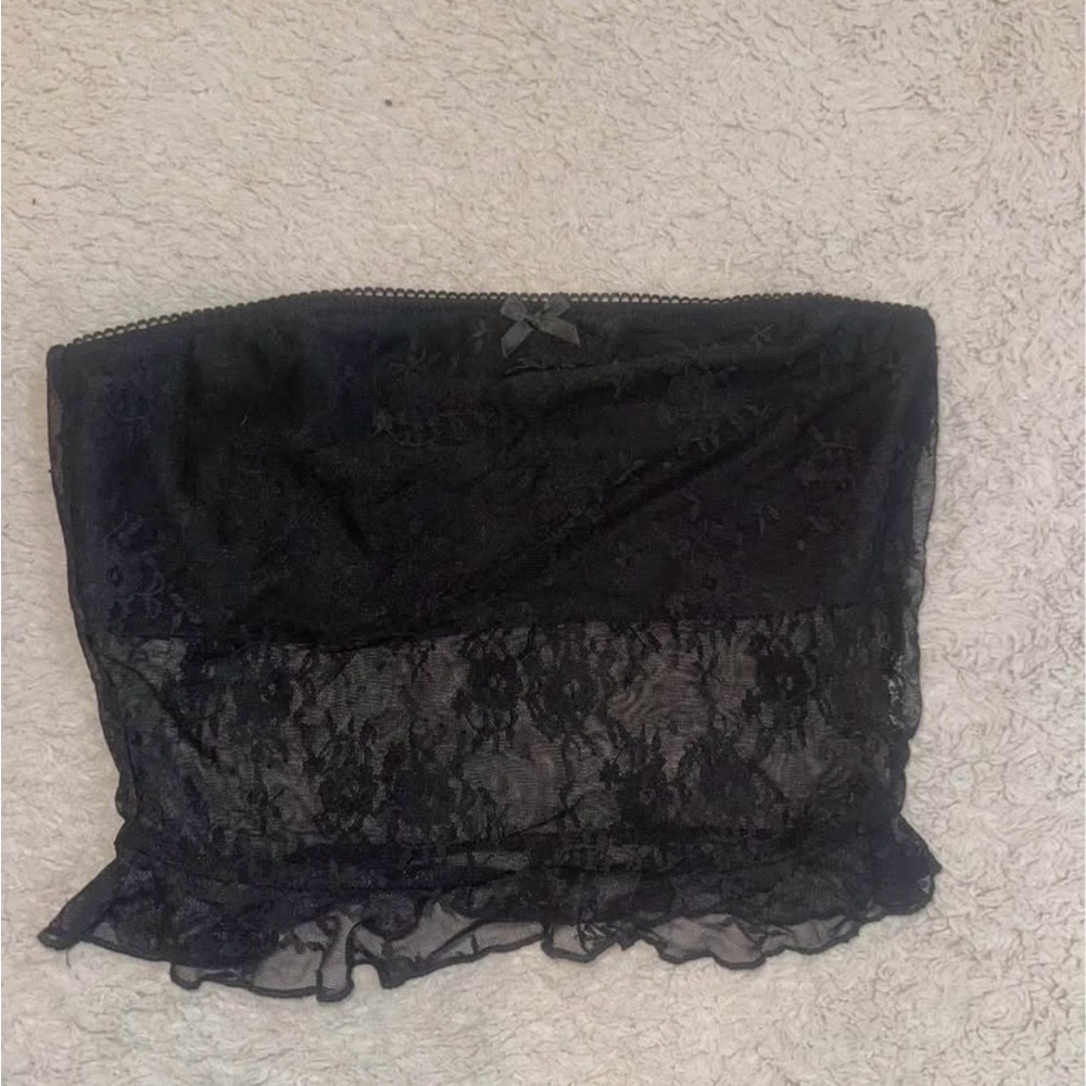 Elegant Black Lace Bandeau Top